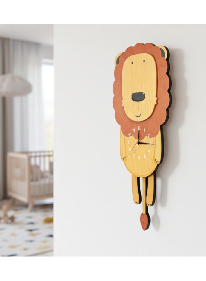 A high-quality, elegantly designed lion-shaped pendulum wall clock with cheerful colors and a smooth movement; easy to install and suitable for various uses and decors. - Image 2